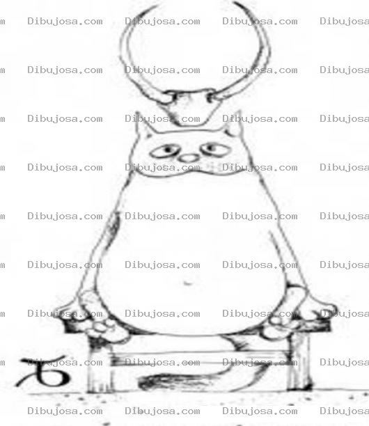 Dibujo para colorear Dibujo De Gato Toro Para Pintar Y Colorear Gato Con Cuernos De Toro