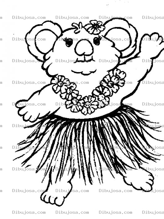 Dibujo para colorear Dibujo De Osita Koala Hawaiiana Para Pintar Y Colorear Koala Con Traje De Hawaii