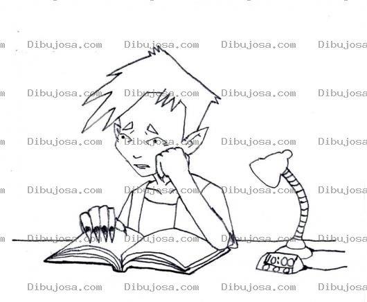 Dibujo para colorear Dibujo De Chino Con Unas Largas Estudiando Un Libro Para Pintar Y Colorear