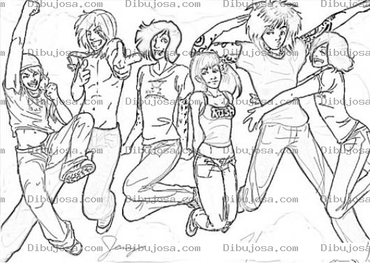Dibujo para colorear Dibujo De Grupo De Jovenes Adolescentes Saltando Y Brincando De Felicidad Para Pintar Y Colorear Chavos Saltando