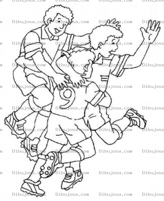Dibujo para colorear Dibujo De Celebracion De Gol Para Pintar Y Colorear Chicos Futbolistas Celebrando Un Golaso