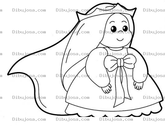 Dibujo para colorear Dibujo De Nina Reina Para Pintar Y Colorear Reinita Con Corona Reynita Ninareyna