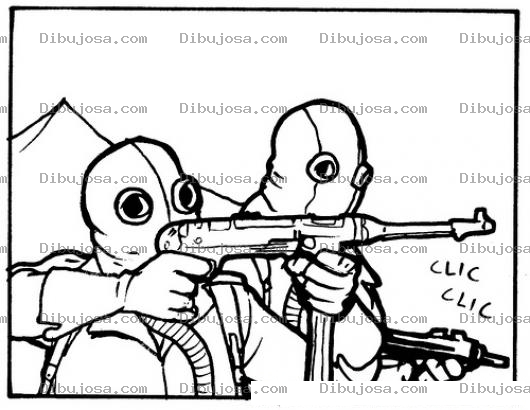Dibujo para colorear Dibujo De Soldados Sin Balas Para Pintar Y Colorear armas sin municiones
