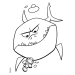Dibujo para colorear Dibujo De Nemo Con Un Tiburon Para Pintar Y Colorear En Busca De Nemo