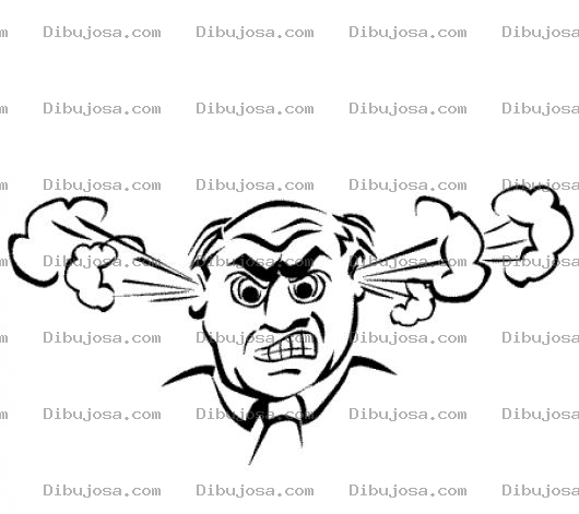Dibujo para colorear Dibujo De Jefe Enojado Para Pintar Y Colorear Viejo Furioso Echando Humo Por Las Orejas