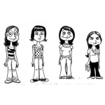 Dibujo para colorear 4 Chicas Para Pintar Y Colorear