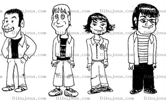 Dibujo para colorear 4 Chicos Para Pintar Y Colorear