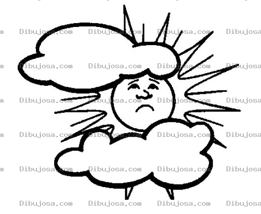 Dibujo para colorear Colorear Dia Nublado Para Pintar Dibuj De Sol Tapado Por Nubes