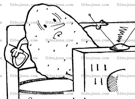Dibujo para colorear Dibujo De Papa Viendo Tele Para Pintar Y Colorear Papa Frente A La Television Viendo El Televisor