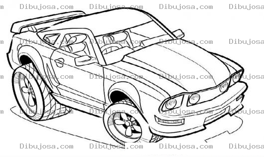 Dibujo para colorear Dibujo De Coche Veloz Para Pintar Y Colorear Automovil Mustang De Carreras Con Colita De Pato
