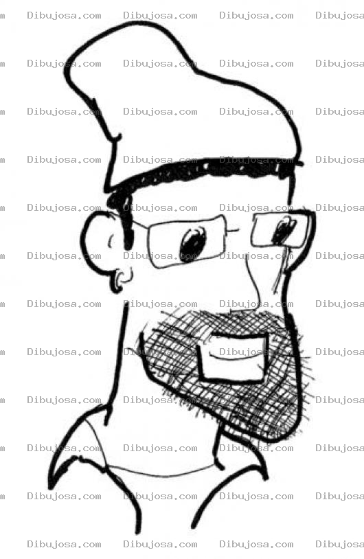 Dibujo para colorear Dibujo De Hombre Barbado Con Gorro De Lana Y Arete Para Pintar Y Colorear