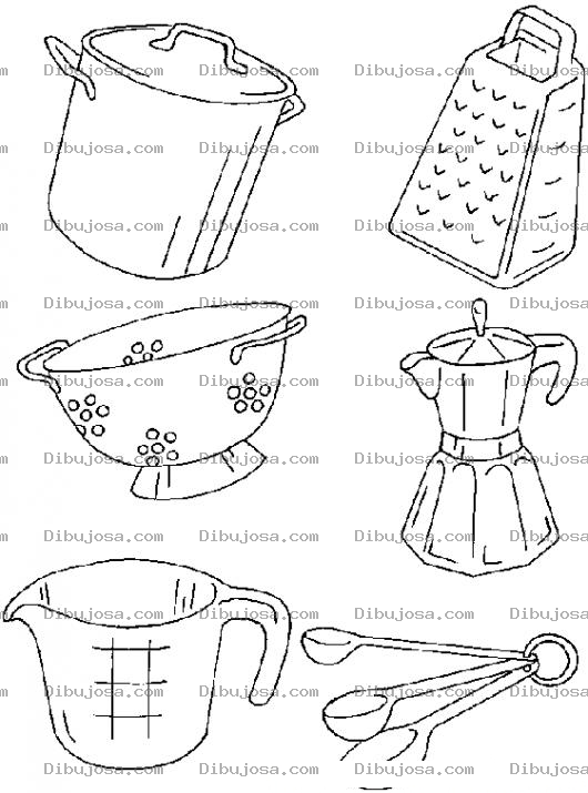 Dibujo para colorear Dibujo De Utensilios De Cocina Para Pintar Y Colorear