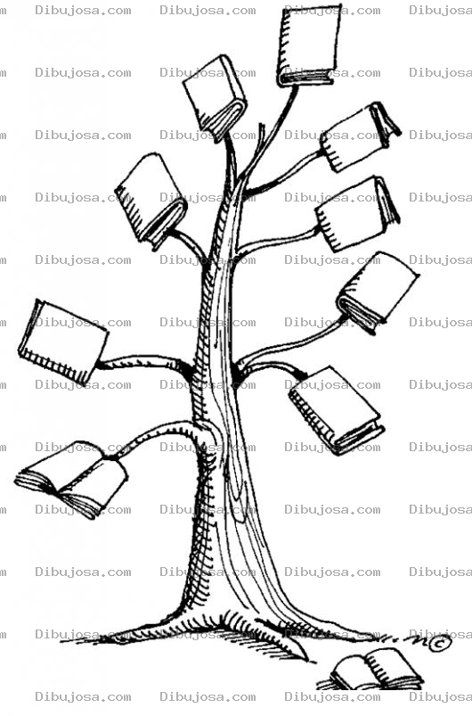 Dibujo para colorear Arbol De Libros Para Pintar Y Colorear Arbol Con Hojas De Libros