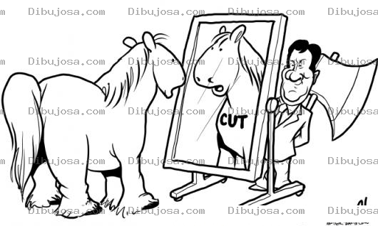 Dibujo para colorear Dibujo De Caballo Viendose En Un Espejo A Punto De Ser Decapitado Para Pintar Y Colorear