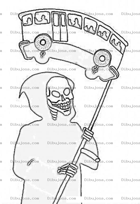 Dibujo para colorear Busazo Dibujo Del Bus De La Muerte Para Pintar Y Colorear Bus Sin Frenos Sin Seguro Y Conducido A Toda Velocidad Por Piloto Imprudente E Irresponsable