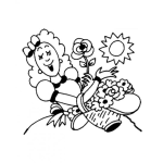 Dibujo para colorear Chica Con Flores Para Pintar Y Colorear Mujer Con Flores Bajo El Sol