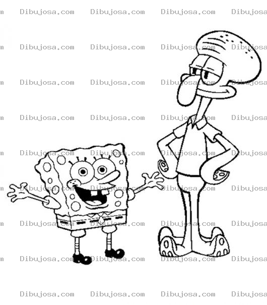 Dibujo para colorear Pintar a BobEsponja platicando