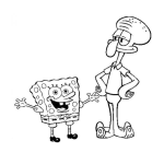 Dibujo para colorear Pintar a BobEsponja platicando