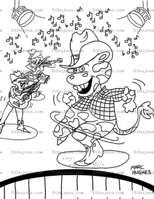 Dibujo para colorear Dibujo De Marrano Con Puel De Jirafa Bailando Musica Country Para Pintar Y Colorear