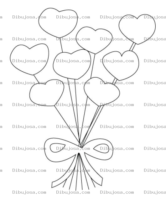 Dibujo para colorear Ramo De Corazones Para Pintar Y Colorear