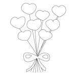 Dibujo para colorear Ramo De Corazones Para Pintar Y Colorear