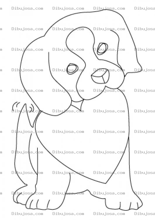 Dibujo para colorear Dibujo De Perrito Moviendo La Colita Para Pintar Y Colorear