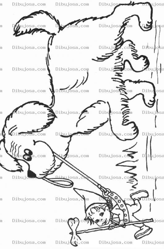 Dibujo para colorear Dibujo De Duende Halando Un Perrito Para Pintar Y Colorear