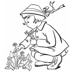 Dibujo para colorear Dibujo D Enina Cortando Flores Para Pintar Y Colorear