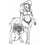 Dibujo para colorear Dibujo De Una Centaura Con Una Canasta De Flores Para Pintar Y Colorear A Una Chica Con Patas De Yegua