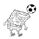 Dibujo para colorear Colorear a Bob Esponja jugando futbol