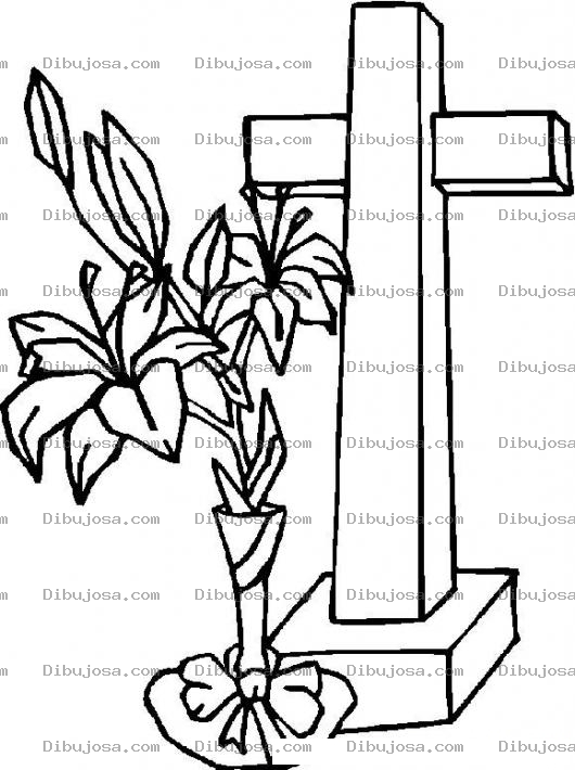 Dibujo para colorear Flores Para El Dia De Los Muertos Dibujo De Un Arreglo De Flores Frente A Una Tumba Para Pintar Y Colorear 1 De Noviembre