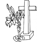 Dibujo para colorear Flores Para El Dia De Los Muertos Dibujo De Un Arreglo De Flores Frente A Una Tumba Para Pintar Y Colorear 1 De Noviembre