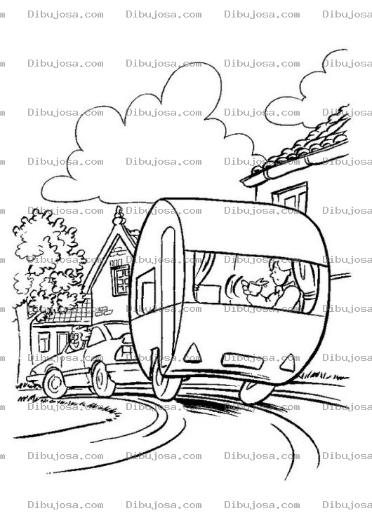 Dibujo para colorear Dibujo De Carroza Halada Por Un Carro Para Pintar Y Colorear Casita Rodante Jalada Por Un Coche