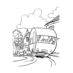 Dibujo para colorear Dibujo De Carroza Halada Por Un Carro Para Pintar Y Colorear Casita Rodante Jalada Por Un Coche