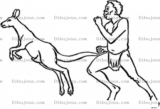 Dibujo para colorear Dibujo De Hombre Haciendo Una Carrera Contra Un Canguro Para Pintar Y Colorear Canguro Y Hombre Corriendo