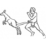 Dibujo para colorear Dibujo De Hombre Haciendo Una Carrera Contra Un Canguro Para Pintar Y Colorear Canguro Y Hombre Corriendo