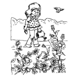 Dibujo para colorear Dibujo De Nina Regando Flores Para Pintar Y Colorear