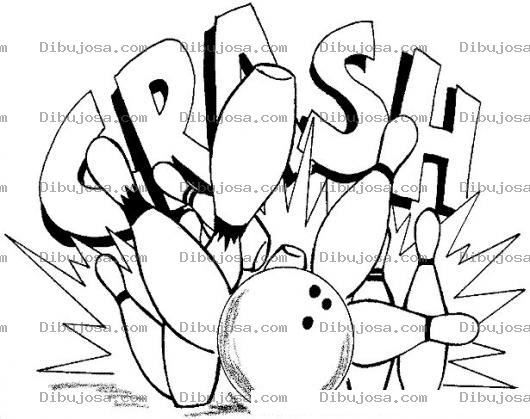 Dibujo para colorear Dibujo De Chuza De Boliche Para Pintar Y Colorear Chusa De Bolos Con Todols Los Pines Botados