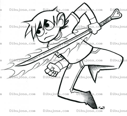 Dibujo para colorear Dibujo De Nino Con Espada De Fuego Para Pintar Y Colorear Chco Con Espada En Llamas