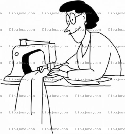Dibujo para colorear Mujer Cociendo Ropa Dibujo De Maquina De Coser Para Pintar Y Colorear