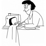 Dibujo para colorear Mujer Cociendo Ropa Dibujo De Maquina De Coser Para Pintar Y Colorear