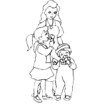 Dibujo para colorear Dibujo De Mama Dandole Helados A Su Hija Y A Su Hijo Para Pintar Y Colorear