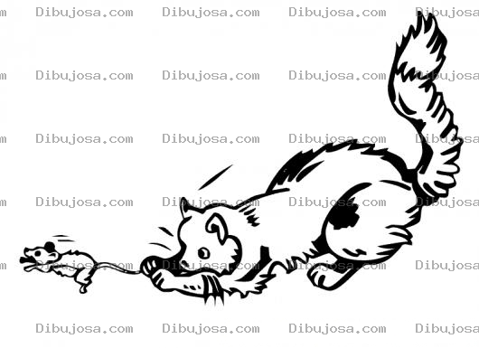 Dibujo para colorear Dibujo De Gato Cazando A Un Raton Para Pintar Y Colorear Gato Atrapando Raton
