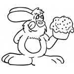 Dibujo para colorear Dibujo De Conejo Con Un Pastelito Para Pintar Y Colorear
