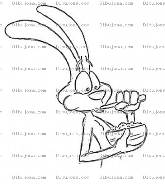 Dibujo para colorear Dibujo Del Conejo Trix De Nestle Desayunando Cereal Para Pintar Y Colorear