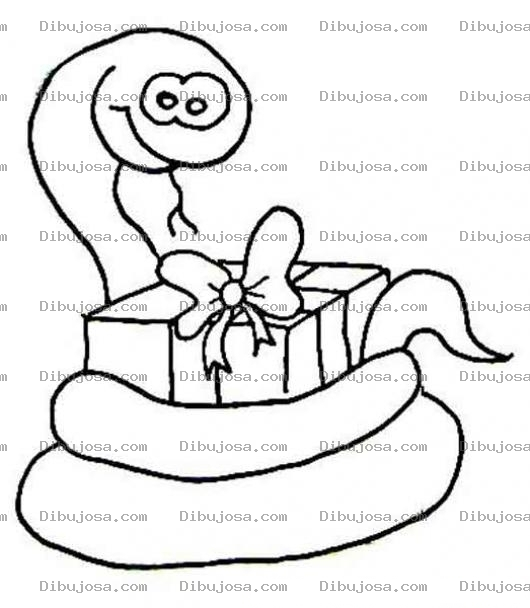 Dibujo para colorear Dibujo De Culebra Con Regalo Para Pintar Y Colorear