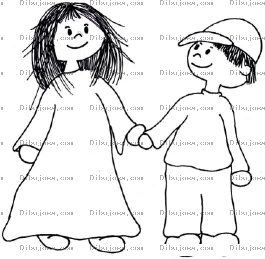 Dibujo para colorear Dibujo De Nino Con Su Primer Novia Para Pintar Y Colorear Mi Primer Amor