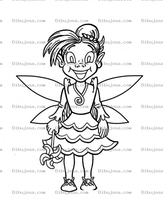 Dibujo para colorear Dibujo De Nina Hada Madrina Para Pintar Y Colorear