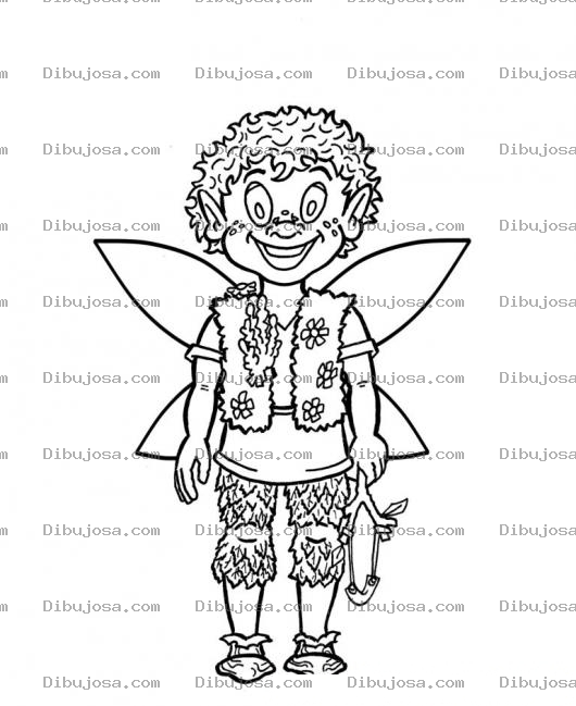 Dibujo para colorear Dibujo De Nino Hado Madrino Para Pintar Y Colorear Elfito Con Una Honda Para Tirar Piedras