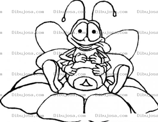 Dibujo para colorear Dibujo De Abejita Descansando Sobre Una Flor Para Pintar Y Colorear